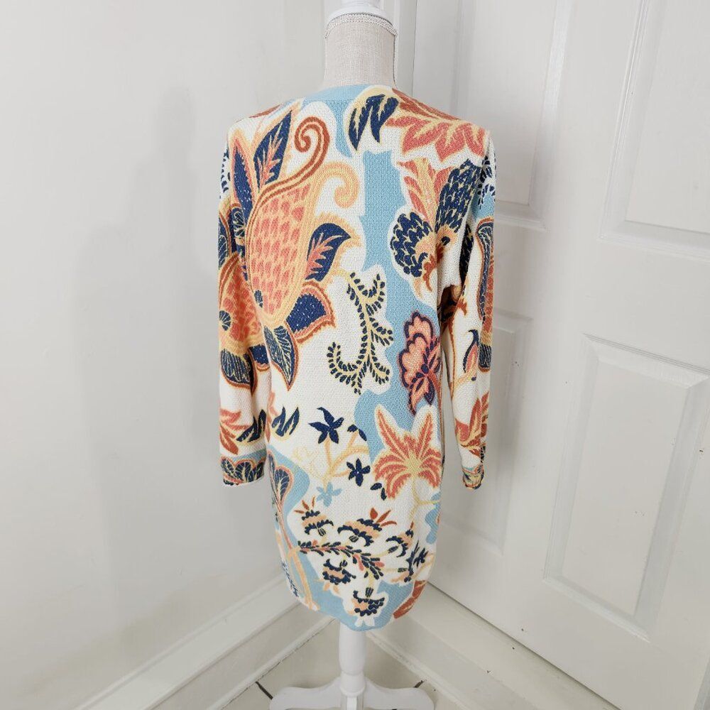 Soft Surroundings Sweater Womens M Chambray Paisley Marin Cardigan Midi Tunic - Picture 12 of 13